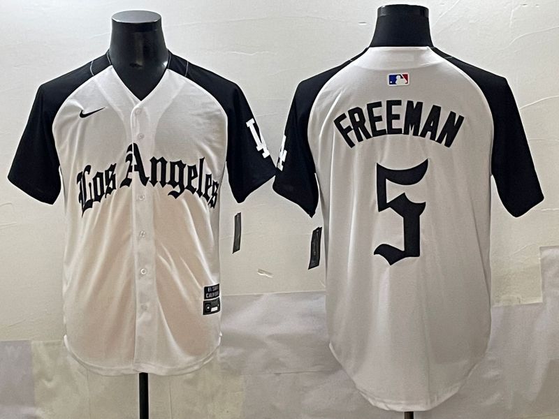 Men 2025 Los Angeles Dodgers #5 Freeman White black Five generations Joint Name Nike MLB Jersey style 526->los angeles dodgers->MLB Jersey